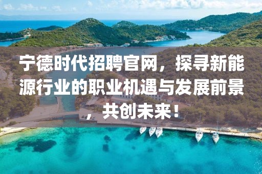 宁德时代招聘官网，探寻新能源行业的职业机遇与发展前景，共创未来！